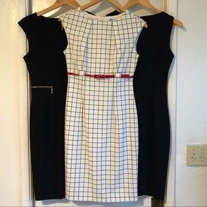 Calvin Klein Size 2 NWOT Dress BW w/ red Belt CHIC